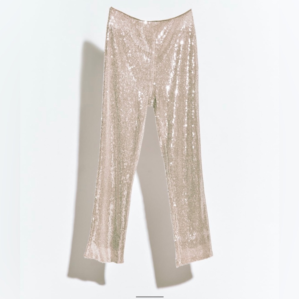 Sequin pale pink pants